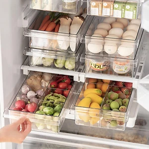 Refrigerator Organizer Bins - Clear Plastic Container Drawer for Egg Vegetable F - Picture 1 of 12