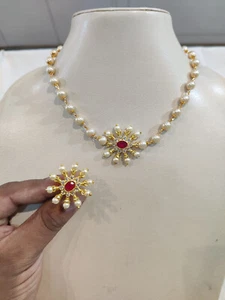 Indian Bollywood Bridal PartyWear Gold Plated Cz M.s Set Weding Women Bls_190 - Picture 1 of 6