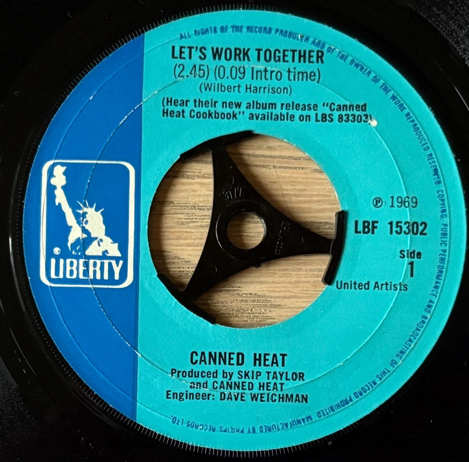 CANNED HEAT LET'S WORK TOGETHER 7" LIBERTY (1969) VG+ ROCK BLUES UK - Image 1 of 3