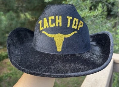 Chapéu de cowboy preto personalizado Zach Top I Never Lie turnê concerto merch - Imagem 1 de 4