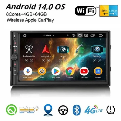 Android 14 2Din DAB+ Autoradio GPS Navi WiFi Bluetooth 5.0 CarPlay DSP 4GB+64GB - Bild 1 von 4