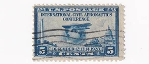 SELLO US SCOTT 650 "Globo & Airplane" 5 CÉNTIMOS "Civil Aeronáutica" 1928 USADO - E - Imagen 1 de 1