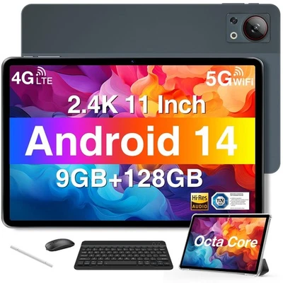 T30SE Tablet with Keyboard, Dual 4G LTE 11 Inch Gaming Tablets Android 14, 9G... - Image 1 of 4