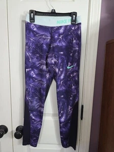 Nike Pro Leggings Girls Youth Large Dri Fit Purple Active Gym Sports Casual - Picture 1 of 8