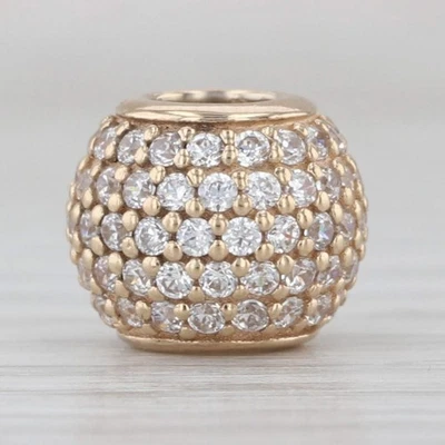 Auténtico Pandora Pave Luces Dije 750819CZ Oro 14k Transparente Circonita Cuentas Foto 1 de 4