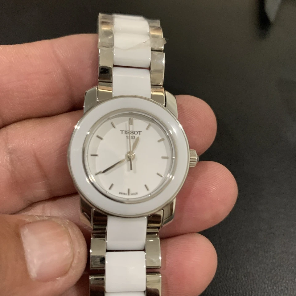 TISSOT T-Cera White Ceramic And Stainless Ladies Watch T064210 A. - Image 1 of 4