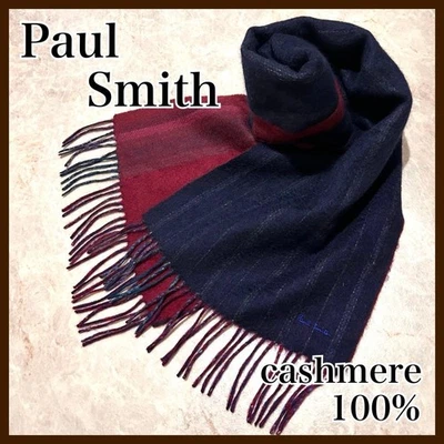 Paul Smith Bufanda Reversible Cachemira Azul Marino Rojo Rayas Para Hombre Regalo de Lujo Foto 1 de 4