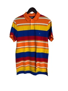 Vtg Polo Ralph Lauren Rainbow Multicolor Stripe Size Medium Custom Fit Shirt - Picture 1 of 9