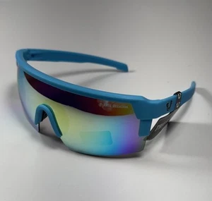 Gafas de sol deportivas True Religion azul mate con escudo de neón para hombre *NUEVAS* $84 - Imagen 1 de 8