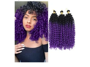 14 Zoll kurze Marlybob gehäkelte Haare ombre lila versaute lockige gehäkelte Zöpfe - Bild 1 von 3