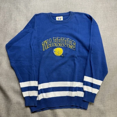 Vintage Logo 7 Golden State Warriors Sweater Men's L Blue Knit 90s - Image 1 of 4