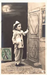 Payaso Pierrot Boy C. Clayette Vintage RPPC 03.77 - Imagen 1 de 2
