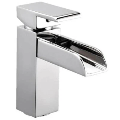 Robinet de salle de bain Bec cascade mitigeur lavabo chromé design - Photo 1/3