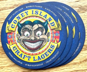 200 RARE Vtg 2 Sided Beer Coasters Coney Island Craft Lagers Advertising Sign - Picture 1 of 4