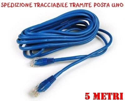 CAVO ETHERNET DI RETE LAN INTERNET 5 METRI 5MT CAT5 PROLUNGA LAN RJ45 SWITCH P1  - Immagine 1 di 4