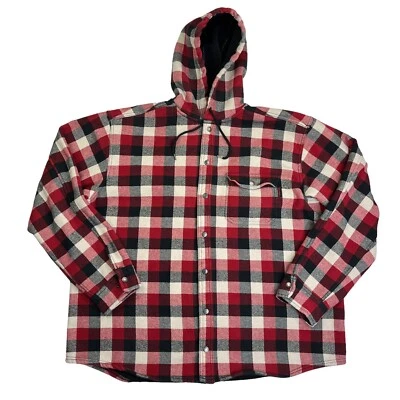 Chaqueta con Capucha Wolverine Botón a Presión Franela con Forro de Vellón Para Hombre’s 2XL Rojo A Cuadros Foto 1 de 4