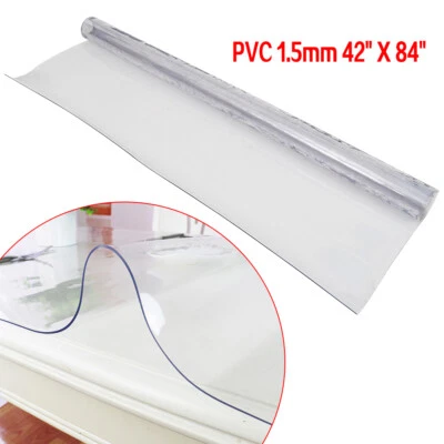 Waterproof Clear Plastic PVC Tablecloth Transparent Protector Dinner Table Cover - Image 1 of 4
