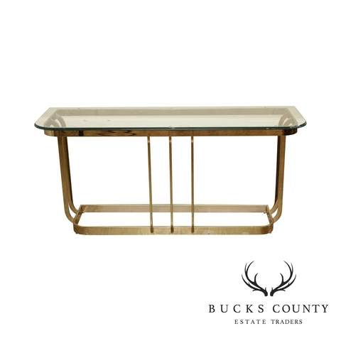 Postmodern Brass & Glass Console Table Cover