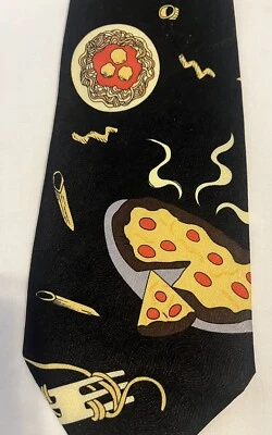 E Graziano Mens Italian Food Pizza Spaghetti Pasta Novelty Neck Tie 58"X4 - Image 1 of 4
