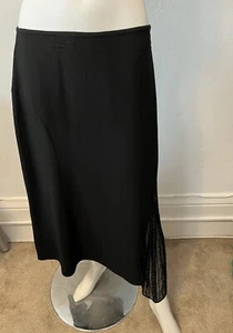 Sandra Darren Black Stretch Sequi A Line Sequin Split Midi Skirt Size 10 W/flaw - Picture 1 of 10