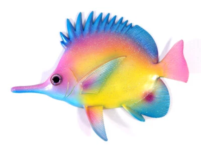 Pintado a mano 12" Brillo Dibujos Animados Peces Tropicales Montaje en Pared Decoración Rosa Azul 8C-3 Foto 1 de 3