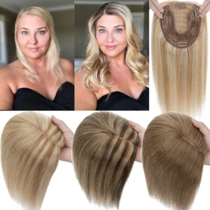 Clip In Top Silk Base Women's Topper 100% Remy Human Hair Hairpiece 13*15cm - Picture 1 of 47