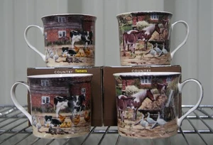 Country Life Farmyard Palace Set of Four (4) Fine China Mugs Brand New in Box - Picture 1 of 3