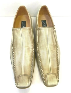 J.Bosco Hombre Cuero Beige Zapatos Mocasines Sin Cordones Puntera Cuadrada Frontal Puntada PL1 - Imagen 1 de 7