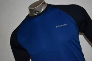 36660 Columbia Athletic Shirt Camping Blue Black Polyester Size Medium Mens - Picture 1 of 7