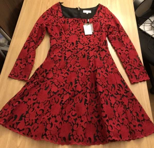Next Petite Ladies Red Dress Long Sleeves Skater Dress Size 8 Eur 36 Valentines - Picture 1 of 10
