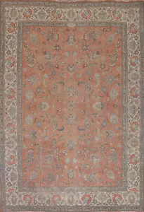 Rost/Elfenbein Blumenmuster Tebriz Vintage Bereich Teppich 10x12 Wolle Handarbeit Esszimmer Teppich - Bild 1 von 24