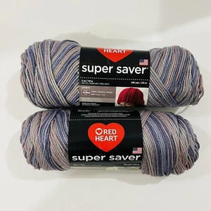 Red Heart Super Saver Yarn Lot of 2 Skeins MULBERRY MIX100% Acrylic - Picture 1 of 5
