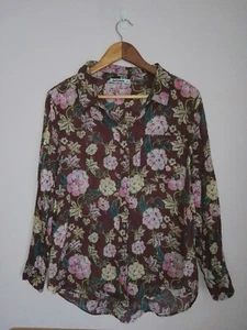 Just Jeans Ladies Brown Cotton Linen Long Sleeve Blouse Top Sz 14 EUC - Picture 1 of 6