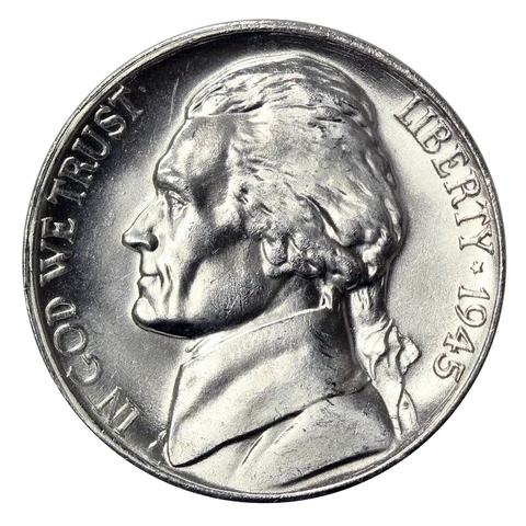 1945 -P Silver War Jefferson Nickel - Choice/Gem BU Coin (1 pc) Cover
