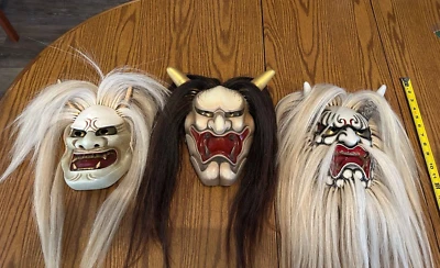 Máscara Noh (juego de 3) vintage Daikijin, Hannya, Mai-jya Foto 1 de 4