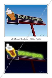 Neon Sign,Neon,sign,art,Dairy Queen,Route 66,Travel,roadside,nostalgia,Historic - Picture 1 of 12