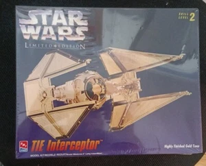 1995 *NEW/SEALED* Star Wars TIE Interceptor Limited Edition Gold Tone Model Kit - Picture 1 of 2