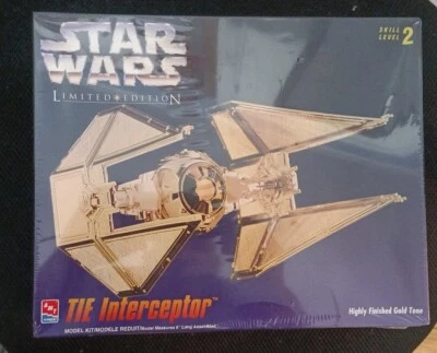 1995 *NEW/SEALED* Star Wars TIE Interceptor Limited Edition Gold Tone Model Kit - Image 1 of 2