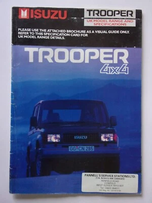 ISUZU TROOPER 4X4 orig 1988 1989 UK Mkt Sales Brochure - Image 1 of 4
