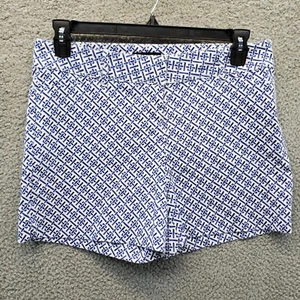 The Limited Shorts Size 8 Blue White Tailored Dressy Short Flat Front Geometric - Picture 1 of 10