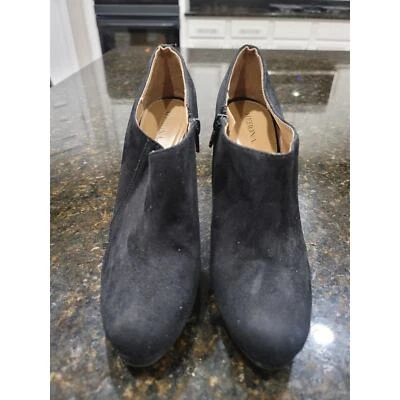 Merona Ankle Stiletto Heel Bootie Women's Size 8 Black Suede Leather Side Zipper - Image 1 of 4