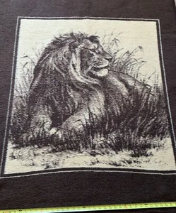 Biederlack America Reversible Throw Blanket Lot Two (2) Horses Lion Double Sided - Picture 1 of 12