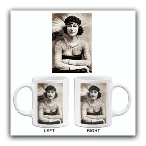 1920's Carnival Sideshow - Artoria Gibbons The Tattooed Woman - Postcard Mug - Picture 1 of 3