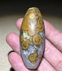 Antique Himalayan Tibet Nepali  Amulet Prayer Agate Stone Bead - Picture 1 of 10