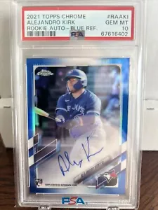 Topps 2021 cromo refractor azul/150 Alejandro Kirk #RA-AKI novato automático PSA 10 - Imagen 1 de 3