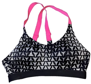 Victoria Secret VSX Sports Bra 32B Molded cup Black Pink White Lined Halter Neck - Picture 1 of 7