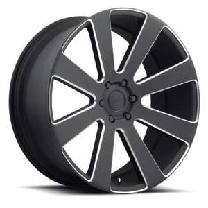 24x10 +20 DUB 1PC S187 8-Ball 6x5.5 Matte Black Milled Wheels (Set of 4) - Picture 1 of 3