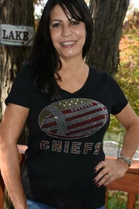 Chiefs Fußball Strass Glitzer Shirt XS S M L XL XXL 1X 2X 3X 4X 5X  - Bild 1 von 9