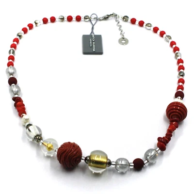 COLLAR ANTICA MURRRINA 24" CRISTAL MURANO RAYAS PERLAS CORAL COD53A25 Foto 1 de 4