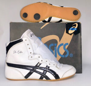 2004 ASICS Dan Gable Classic Wrestling Shoes Size 9 White Black Rare Leather